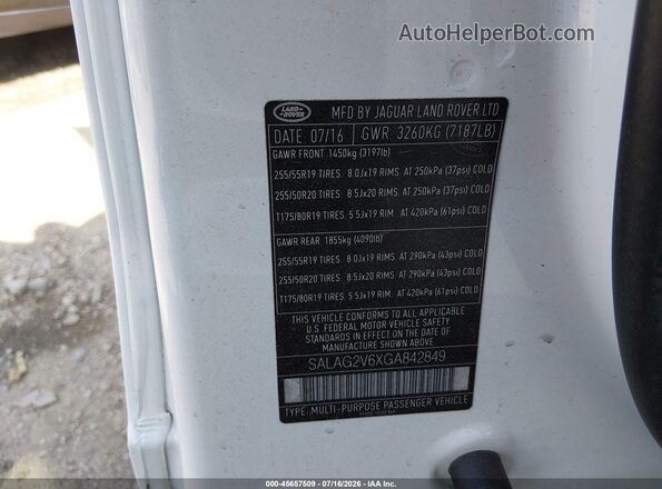 SALAG2V6XGA842849 2016 LAND ROVER LR4 White Շարժիչի բաժամունքի տեսք
