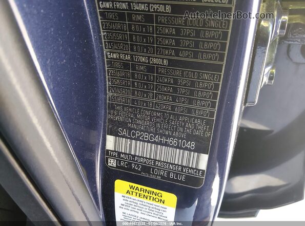 SALCP2BG4HH661048 2017 LAND ROVER DISCOVERY SPORT Синий Вид подкапотного пространства