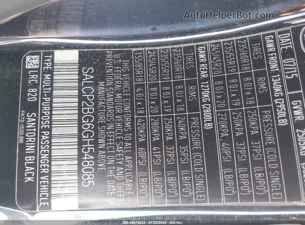 SALCP2BG6GH548085 2016 LAND ROVER DISCOVERY SPORT Black Widok komory silnika