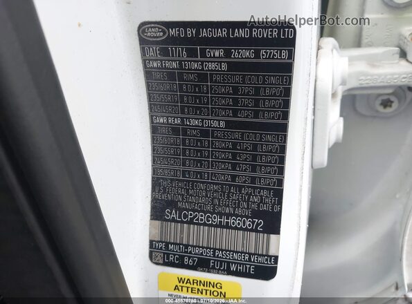 SALCP2BG9HH660672 2017 LAND ROVER DISCOVERY SPORT White Շարժիչի բաժամունքի տեսք