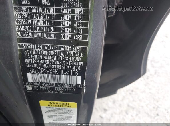 SALCP2FX6KH824106 2019 LAND ROVER DISCOVERY SPORT Gray Engine compartment view