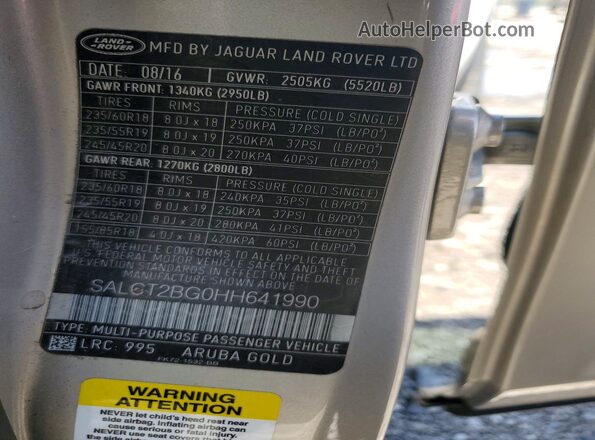 SALCT2BG0HH641990 2017 LAND ROVER DISCOVERY Silver Սալոնի 360 աստիճան տեսք
