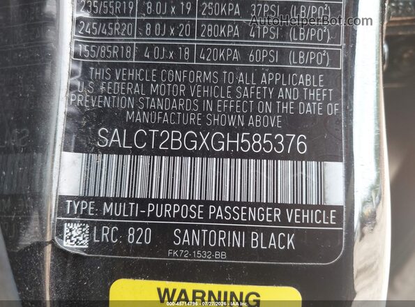 SALCT2BGXGH585376 2016 LAND ROVER DISCOVERY SPORT Черный Вид подкапотного пространства