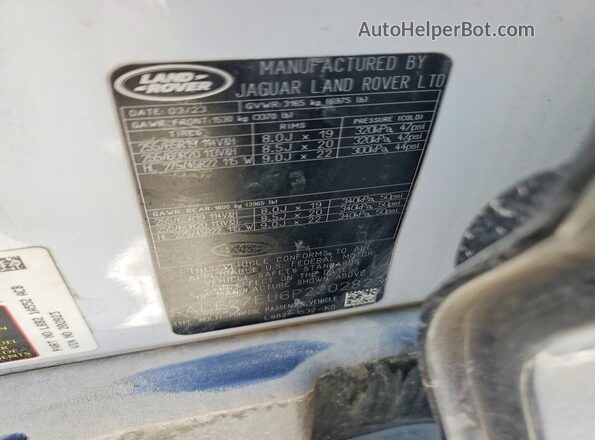 SALE27EU6P2202823 2023 LAND ROVER DEFENDER White Вид наклейки з VIN-кодом