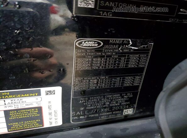 SALEJ7EX9L2033453 2020 LAND ROVER DEFENDER Черный Вид подкапотного пространства