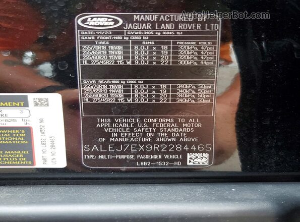 SALEJ7EX9R2284465 2024 LAND ROVER DEFENDER Black Widok wnętrza 360 stopni