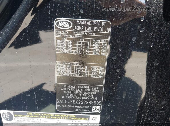 SALEJEEX2S2385695 2025 LAND ROVER DEFENDER Black Vista del compartimento del motor