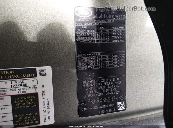 SALEKERX6N2074623 2022 LAND ROVER DEFENDER Зеленый Вид подкапотного пространства