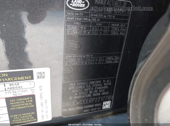 SALEWEEE6P2217789 2023 LAND ROVER DEFENDER Black ძრავის განყოფილების ხედი