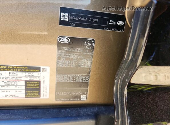SALEX7RU7M2054513 2021 LAND ROVER DEFENDER Tan VIN კოდის სტიკერის ხედი