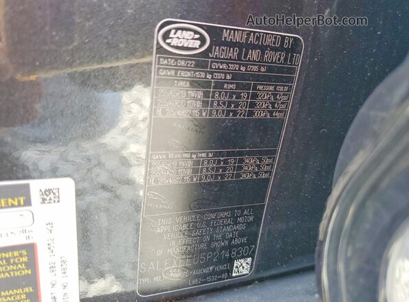 SALEXEEU5P2148307 2023 LAND ROVER DEFENDER Black VIN կոդի պիտակի տեսք