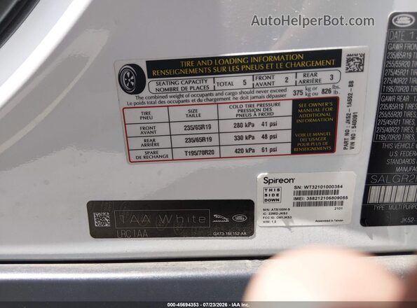 SALGR2RV3KA540091 2019 LAND ROVER RANGE ROVER White Engine compartment view