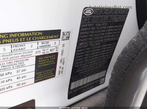 SALGS2RU3LA403777 2020 LAND ROVER RANGE ROVER White Вид підкапотного простору