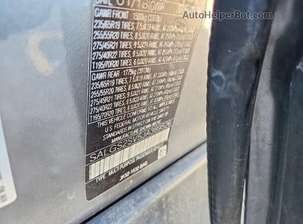 SALGS2SV5JA389526 2018 LAND ROVER RANGE Gray VIN կոդի պիտակի տեսք