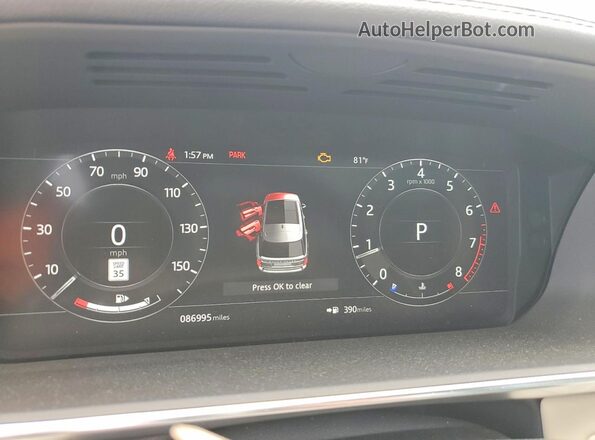SALGS2SV8KA567592 2019 LAND ROVER RANGE Black Вид щитка приладів