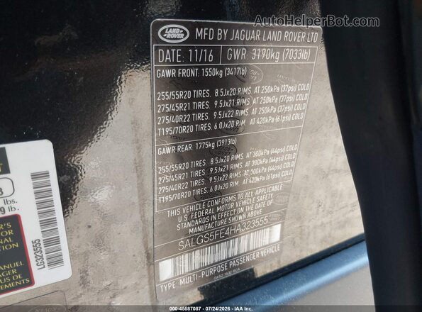 SALGS5FE4HA323555 2017 LAND ROVER RANGE ROVER Black Engine compartment view