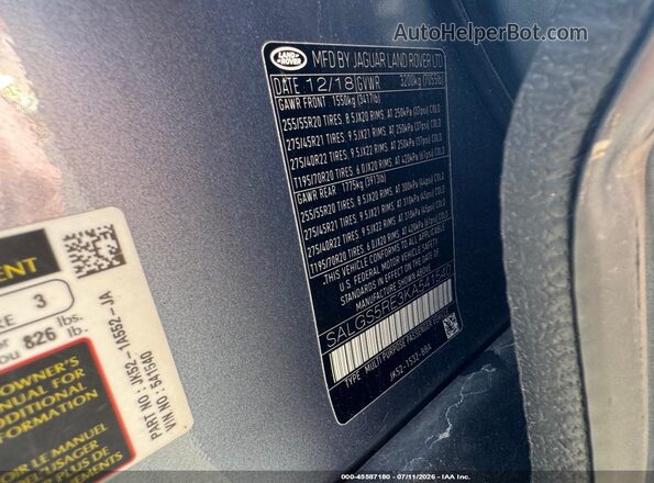 SALGS5RE3KA541540 2019 LAND ROVER RANGE ROVER Blue Widok komory silnika