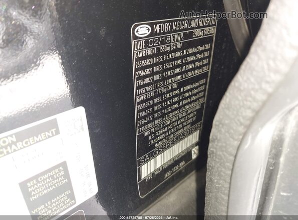 SALGS5RE5JA391915 2018 LAND ROVER RANGE ROVER Черный Вид подкапотного пространства