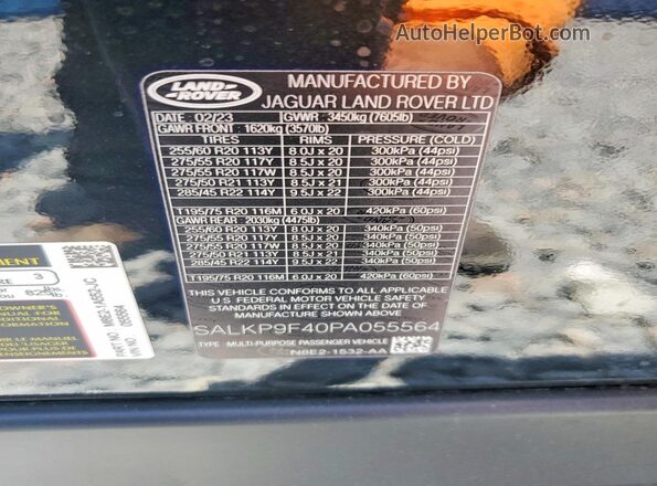 SALKP9F40PA055564 2023 LAND ROVER RANGE Black ძრავის განყოფილების ხედი