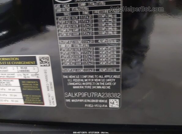 SALKP9FU7RA238382 2024 LAND ROVER RANGE ROVER Black Widok komory silnika