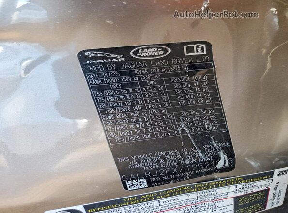 SALRJ2FX7T2521383 2026 LAND ROVER DISCOVERY Желто-коричневый Вид подкапотного пространства