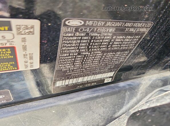 SALRR2RV8JA068512 2018 LAND ROVER DISCOVERY Black Vista de la etiqueta del VIN