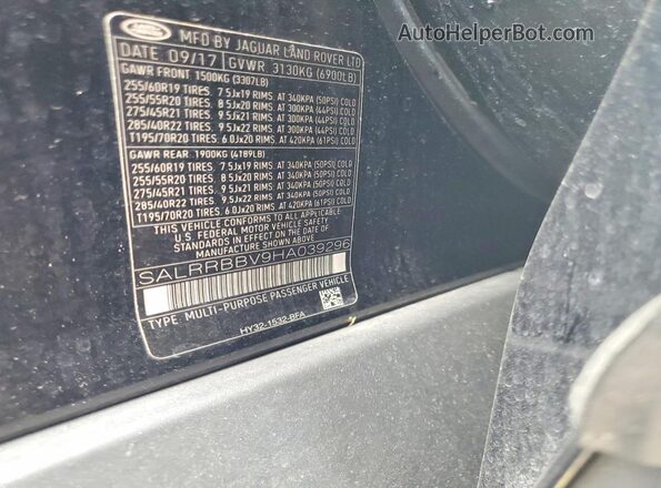 SALRRBBV9HA039296 2017 LAND ROVER DISCOVERY Black Панорамний вид салону 360°