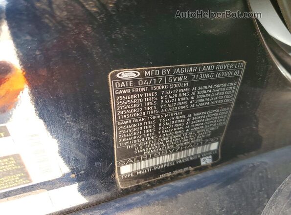 SALRTBBV7HA017301 2017 LAND ROVER DISCOVERY Black Widok naklejki z numerem VIN