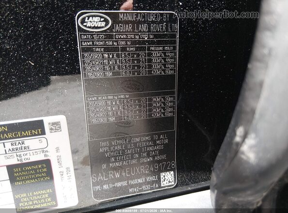 SALRW4EUXR2491728 2024 LAND ROVER DISCOVERY Black Շարժիչի բաժամունքի տեսք