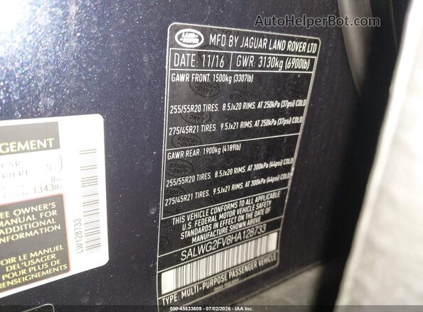 SALWG2FV8HA128733 2017 LAND ROVER RANGE ROVER SPORT Blue Engine compartment view