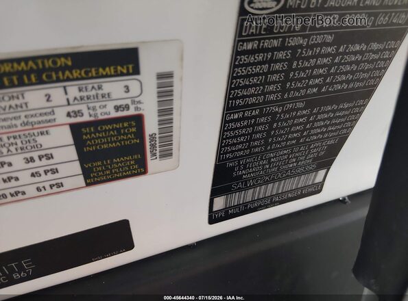 SALWG2KF0GA598395 2016 LAND ROVER RANGE ROVER SPORT White Շարժիչի բաժամունքի տեսք