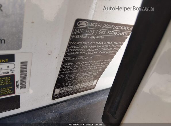 SALWR2EF1GA562799 2016 LAND ROVER RANGE ROVER SPORT White Vista del compartimento del motor