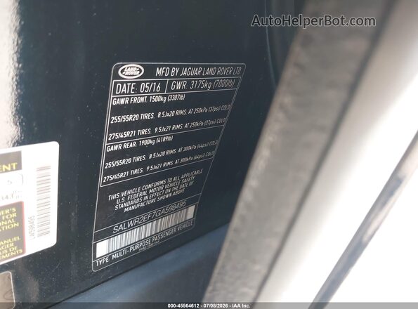 SALWR2EF7GA598495 2016 LAND ROVER RANGE ROVER SPORT Blue ძრავის განყოფილების ხედი