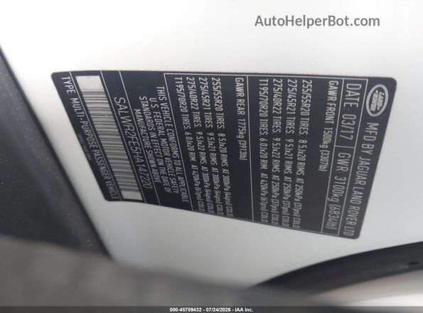 SALWR2FE5HA147220 2017 LAND ROVER RANGE ROVER SPORT White Engine compartment view