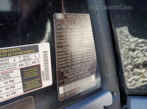 SALWR2KF4GA638889 2016 LAND ROVER RANGE Черный Вид наклейки с VIN-кодом
