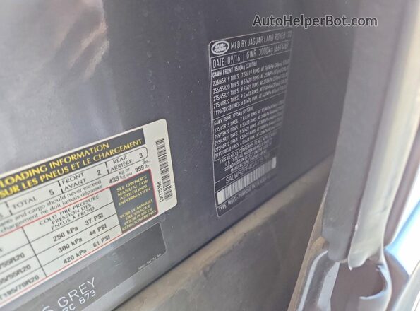 SALWR2PF4GA115168 2016 LAND ROVER RANGE Gray სალონის 360-გრადუსიანი ხედი