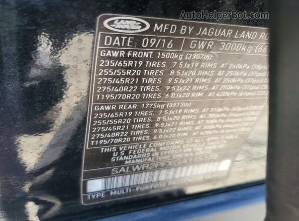 SALWR2PFXGA115174 2016 LAND ROVER RANGE Black Widok komory silnika