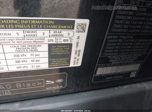 SALWR2RUXKA866330 2019 LAND ROVER RANGE ROVER SPORT Black Вид підкапотного простору