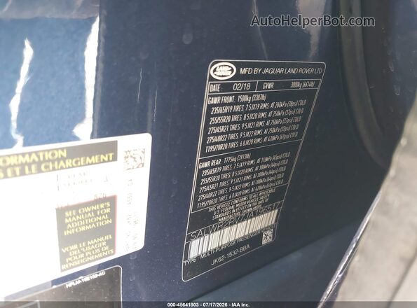 SALWR2RV7JA196517 2018 LAND ROVER RANGE ROVER SPORT Dark Blue Вид подкапотного пространства