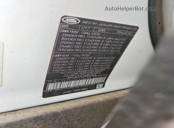 SALWR2RVXJA183518 2018 LAND ROVER RANGE White Շարժիչի բաժամունքի տեսք
