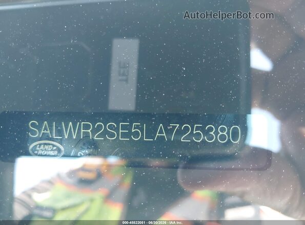 SALWR2SE5LA725380 2020 LAND ROVER RANGE ROVER SPORT Black Вид підкапотного простору