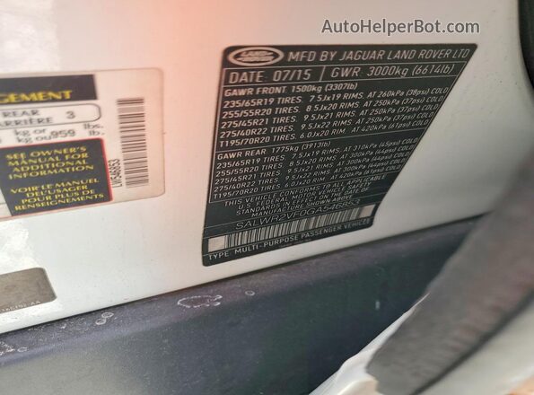 SALWR2VF0GA546853 2016 LAND ROVER RANGE White Engine compartment view