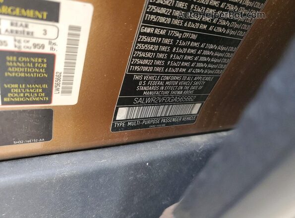 SALWR2VF0GA565662 2016 LAND ROVER RANGE Золотой Вид подкапотного пространства