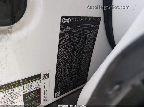 SALYA2EX6KA214238 2019 LAND ROVER RANGE ROVER VELAR White Շարժիչի բաժամունքի տեսք