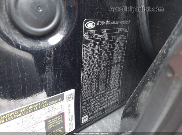 SALYB2EX2KA791829 2019 LAND ROVER RANGE ROVER VELAR Black Widok komory silnika