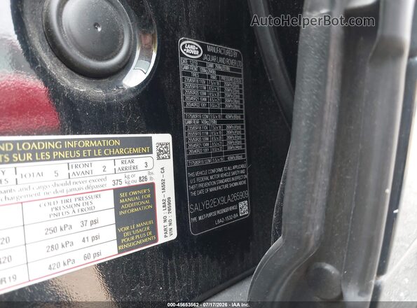 SALYB2EX9LA265909 2020 LAND ROVER RANGE ROVER VELAR Black Vista del compartimento del motor
