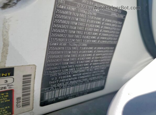 SALYB2RN2JA710108 2018 LAND ROVER RANGE White Widok naklejki z numerem VIN