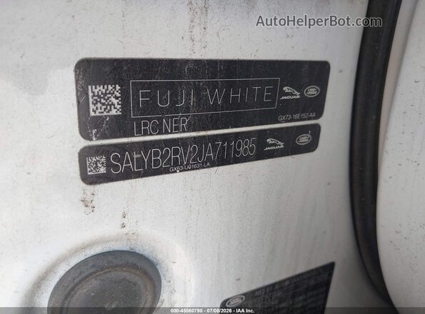 SALYB2RV2JA711985 2018 LAND ROVER RANGE ROVER VELAR Белый Вид подкапотного пространства
