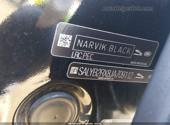 SALYB2RX8JA709112 2018 LAND ROVER RANGE ROVER VELAR Black ძრავის განყოფილების ხედი