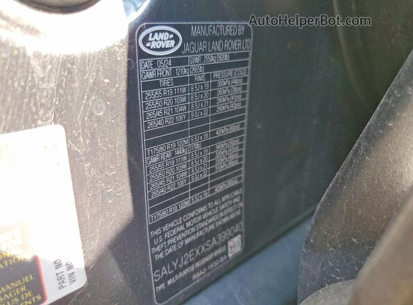 SALYJ2EXXSA399040 2025 LAND ROVER RANGE Черный Вид подкапотного пространства